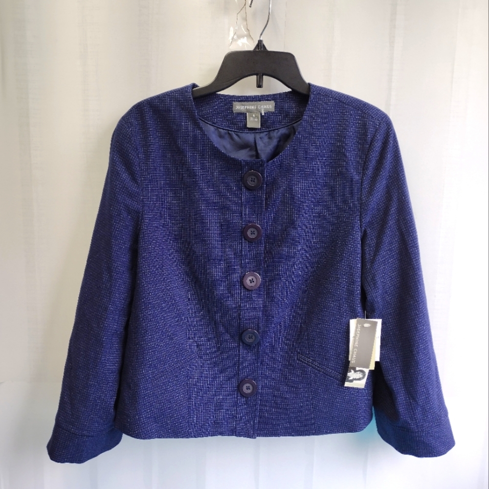 NWT Josephine Chaus Women's Plaid Lined Blazer Jacket 12